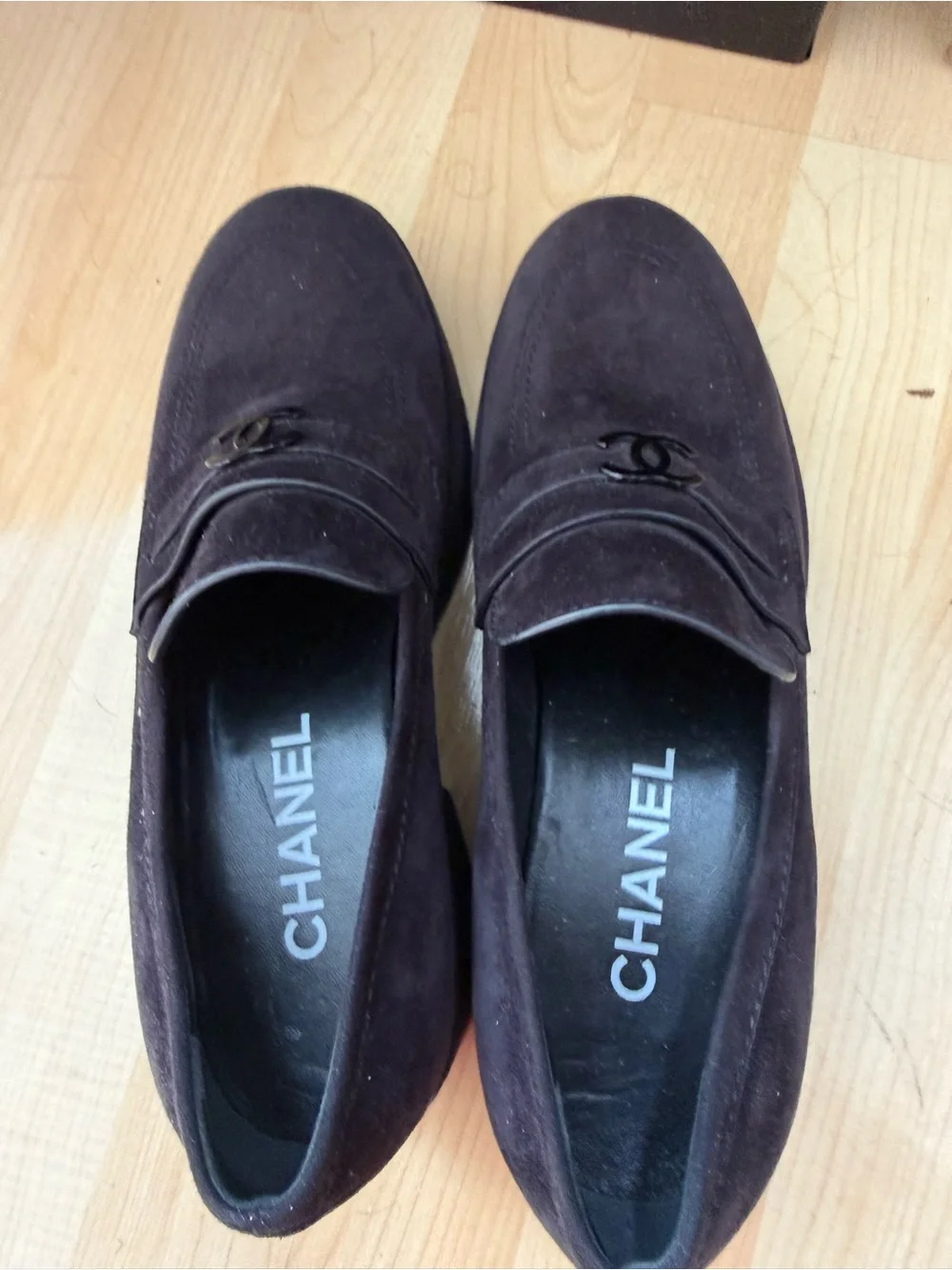 CHANEL Men’s Suede Loafers in Dark Brown with CC Hardware